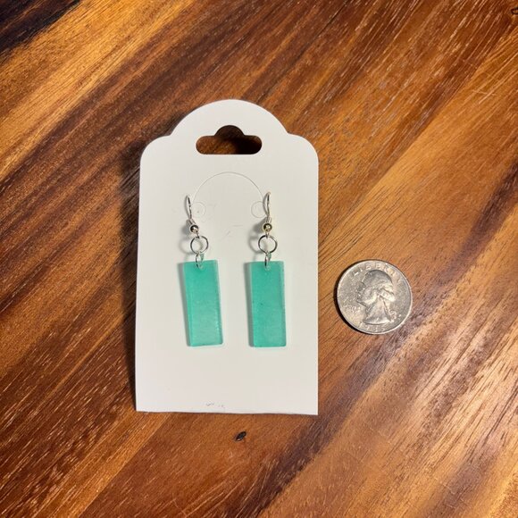 Cyan Rectangle Earrings - Picture 1 of 1